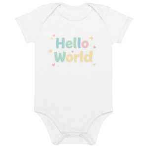 Hello World Organic Cotton Baby Onesie | Kumfi